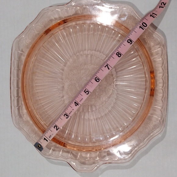 Anchor Hocking Mayfair Open Rose Footed Cake Plate,10" Pink Depression Glass - Picture 7 of 7